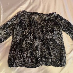 Express Black and white sheer leopard top